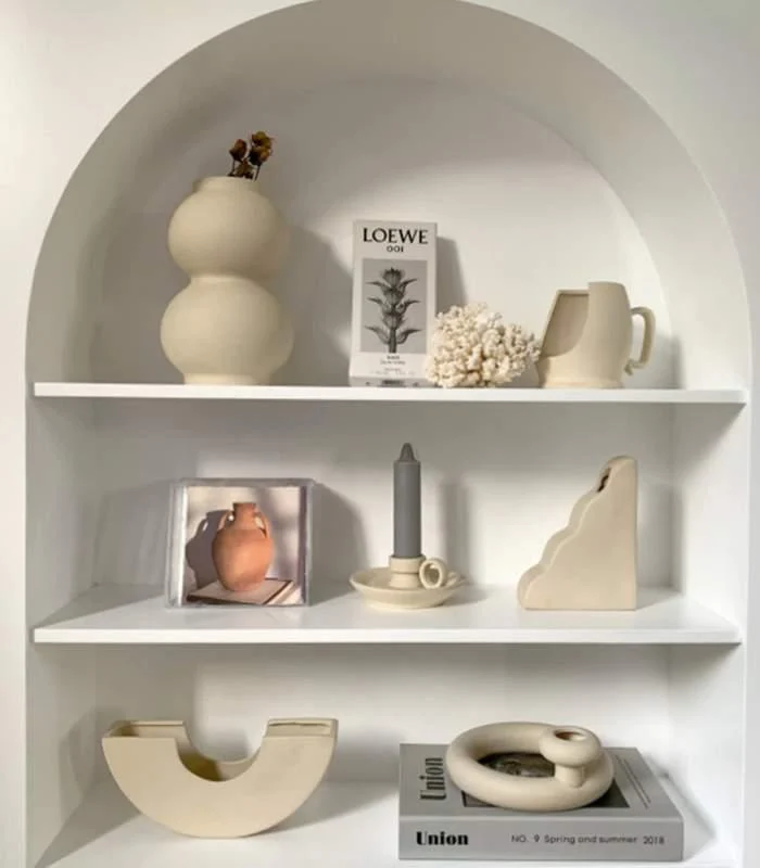 Contemporary Ceramic Candleholder Beige 12cm -  - #tag1#