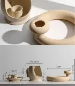 Contemporary Ceramic Candleholder Beige 12cm tag1