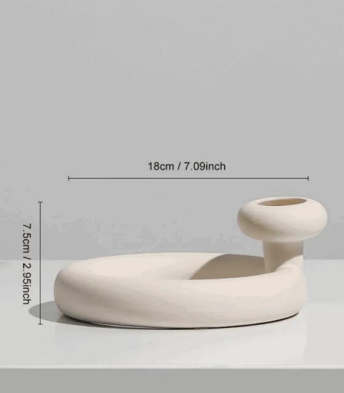Contemporary Ceramic Candleholder Beige 18x7.5cm -  - #tag1#