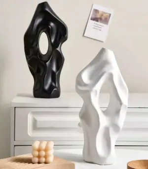 Contemporary Ceramic Tabletop Vase Abstract Hollow Out 37cm