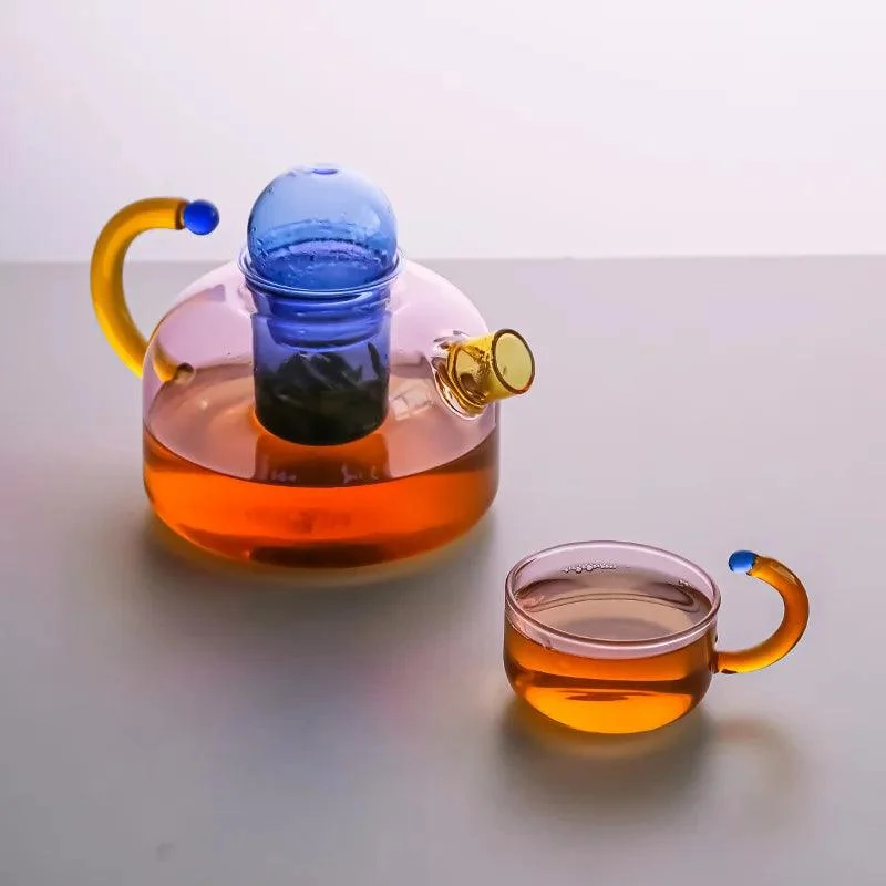 Contrasting Color Glass Tea Set -