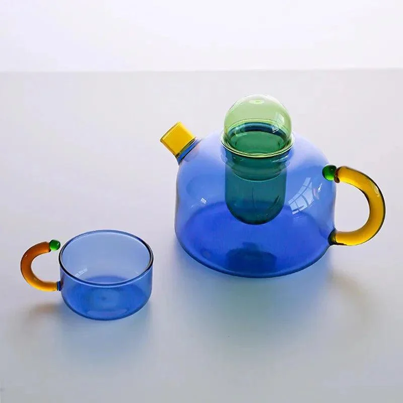 Contrasting Colour Translucent Kettle & Mug Set -  - #tag1#