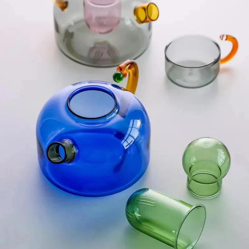 Contrasting Colour Translucent Kettle & Mug Set -  - #tag1#