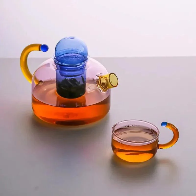 Contrasting Colour Translucent Kettle & Mug Set -  - #tag1#