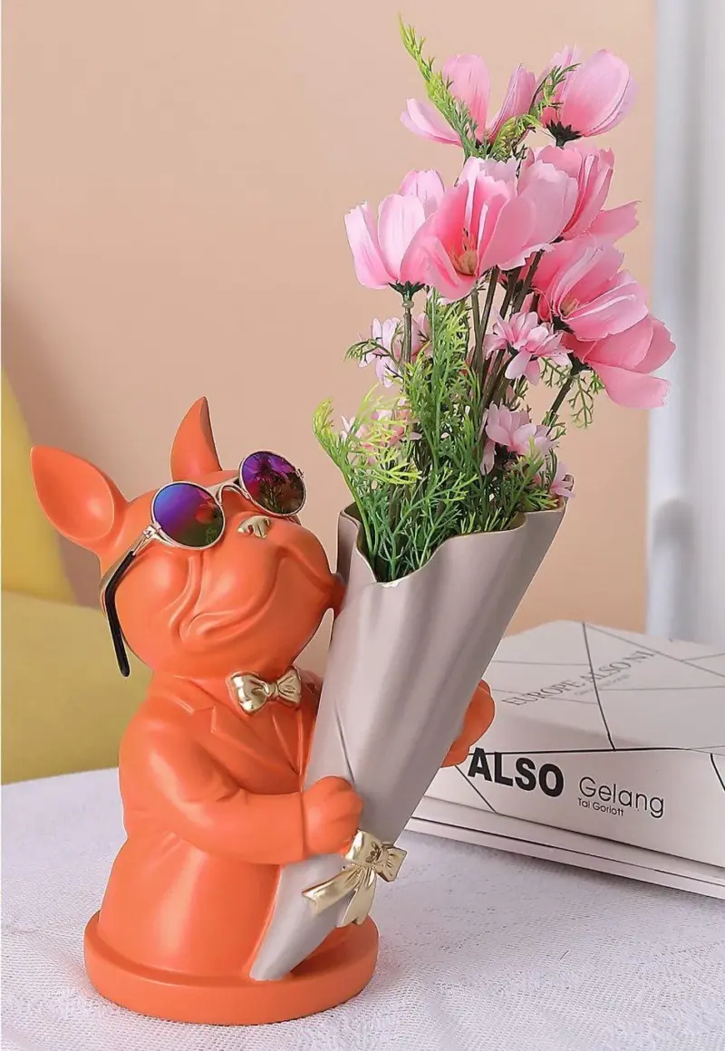 Cool Frenchie Statue Vase tag1