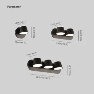 Cooley Modern LED Wall Lamp Black Bath/Bedroom Metal Acrylic 1/2/3-Light