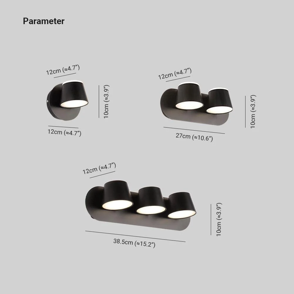 Cooley Modern LED Wall Lamp Black Bath/Bedroom Metal Acrylic 1/2/3-Light -  - #tag1#