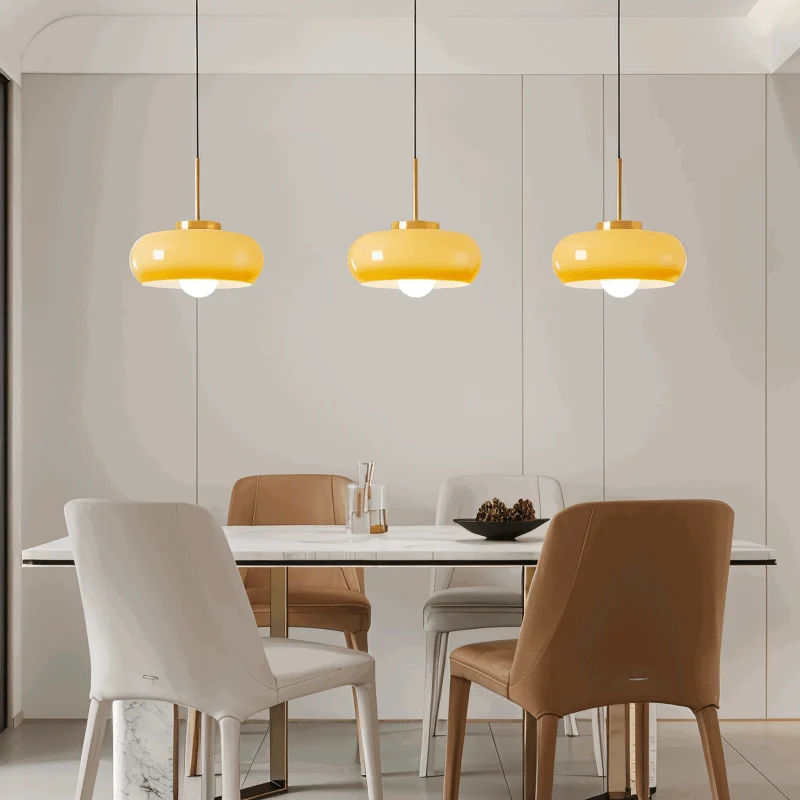 Copper Dome Light - Retro Orange White Bauhaus LED Pendant Light -  - #tag1#
