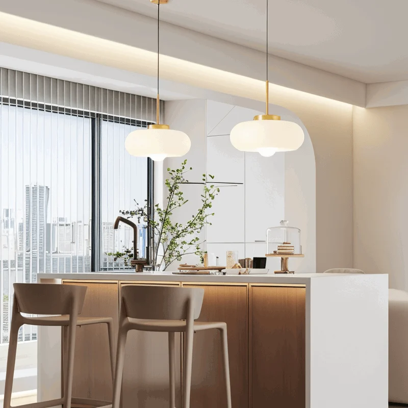 Copper Dome Light - Retro Orange White Bauhaus LED Pendant Light -  - #tag1#