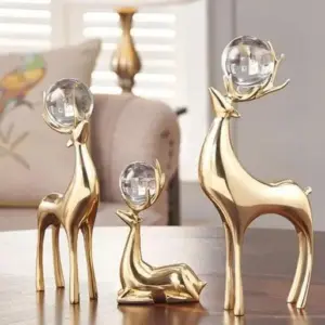 Copper Reindeer Accent With Crystal Ball - 