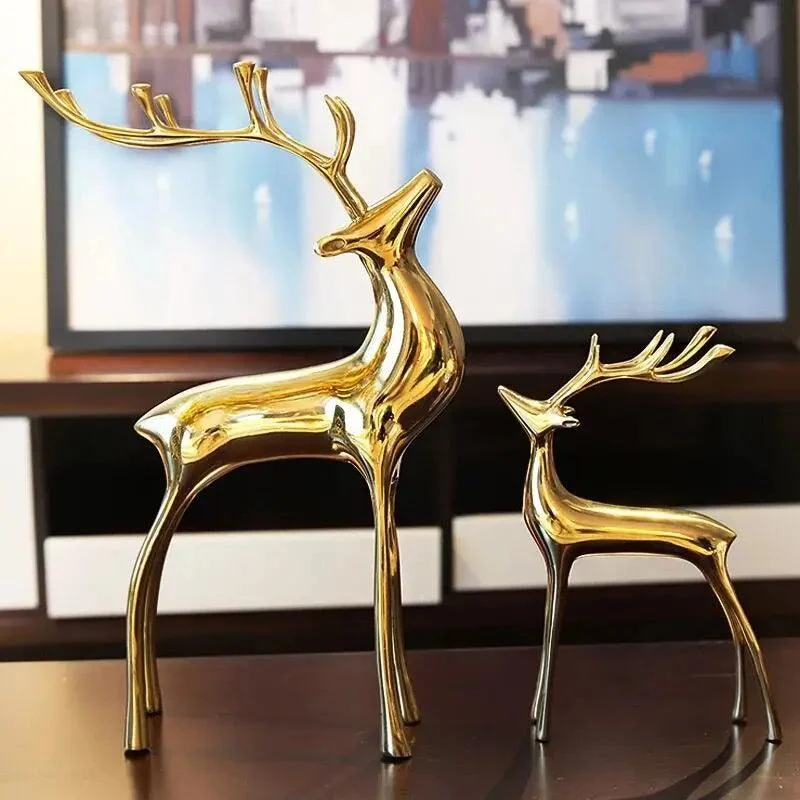 Copper Reindeer Sculpture -