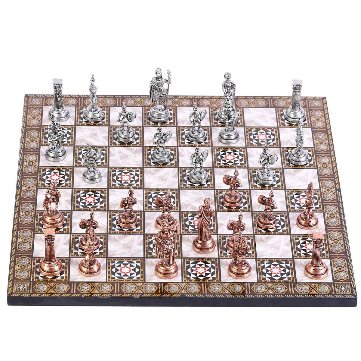 Copper Rome Figures Metal Chess Set, Handmade Pieces Sculptures and Statues - 