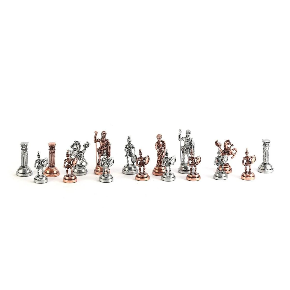 Copper Rome Figures Metal Chess Set, Handmade Pieces Sculptures and Statues -