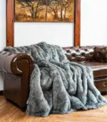 Copy of Faux Fur Throw Blanket Soft Thick Grey tag1