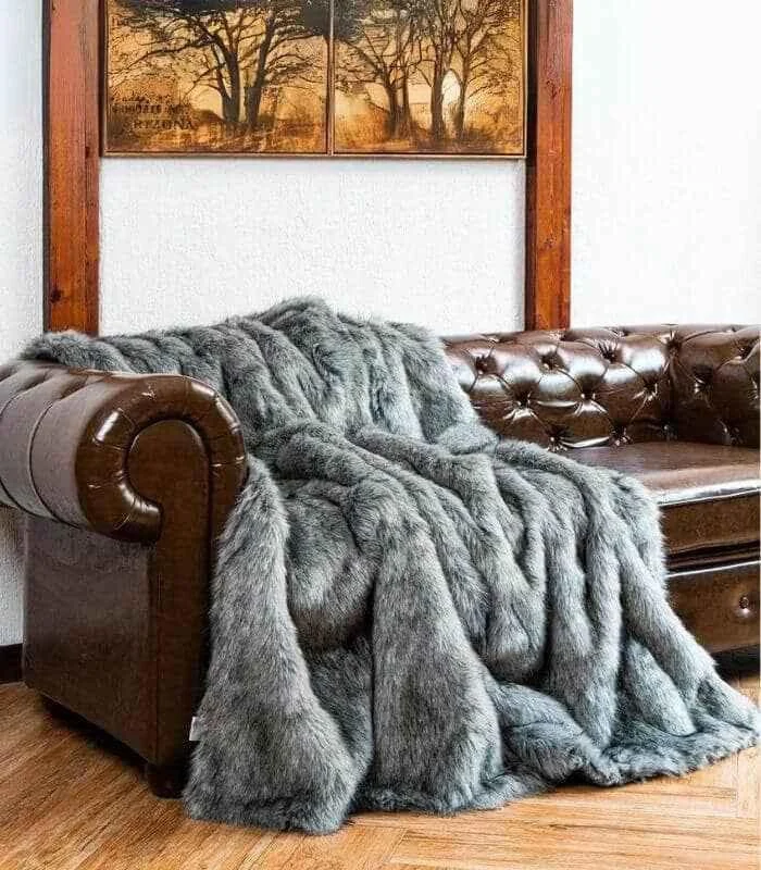 Copy of Faux Fur Throw Blanket Soft Thick Grey -  - #tag1#