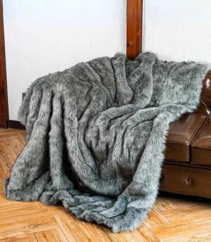 Copy of Faux Fur Throw Blanket Soft Thick Grey -  - #tag1#