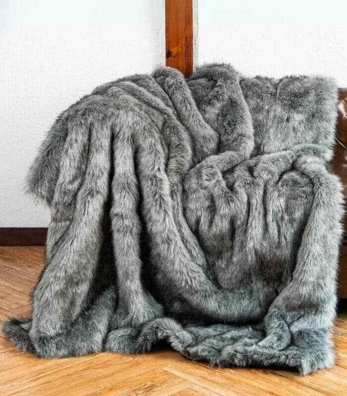 Copy of Faux Fur Throw Blanket Soft Thick Grey -  - #tag1#