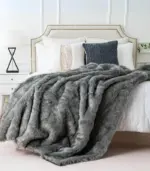 Copy of Faux Fur Throw Blanket Soft Thick Grey tag1