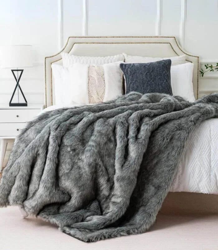 Copy of Faux Fur Throw Blanket Soft Thick Grey -  - #tag1#
