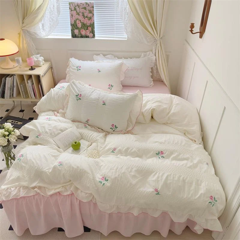 Coquette Aesthetic Ruffle Bedding Set -  - #tag1#