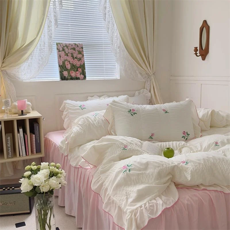 Coquette Aesthetic Ruffle Bedding Set -  - #tag1#