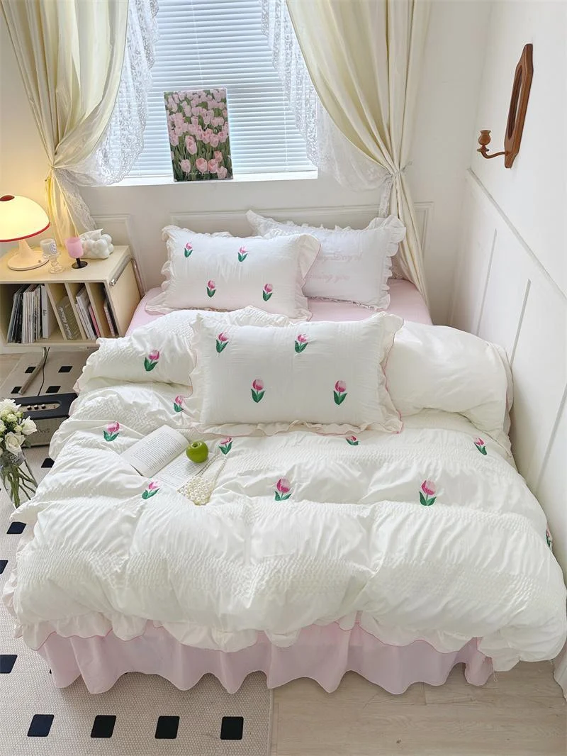 Coquette Room Tulip Ruffle Bedding Set -  - #tag1#