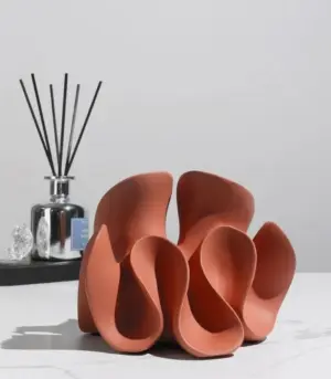 Coral-Inspired Resin Sculpture Terracotta Red Resin Decorative Figurine Object