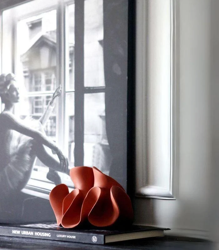 Coral-Inspired Resin Sculpture Terracotta Red Resin Decorative Figurine Object -  - #tag1#