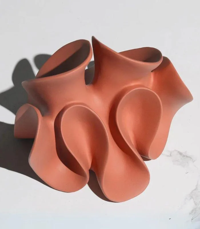 Coral-Inspired Resin Sculpture Terracotta Red Resin Decorative Figurine Object -  - #tag1#