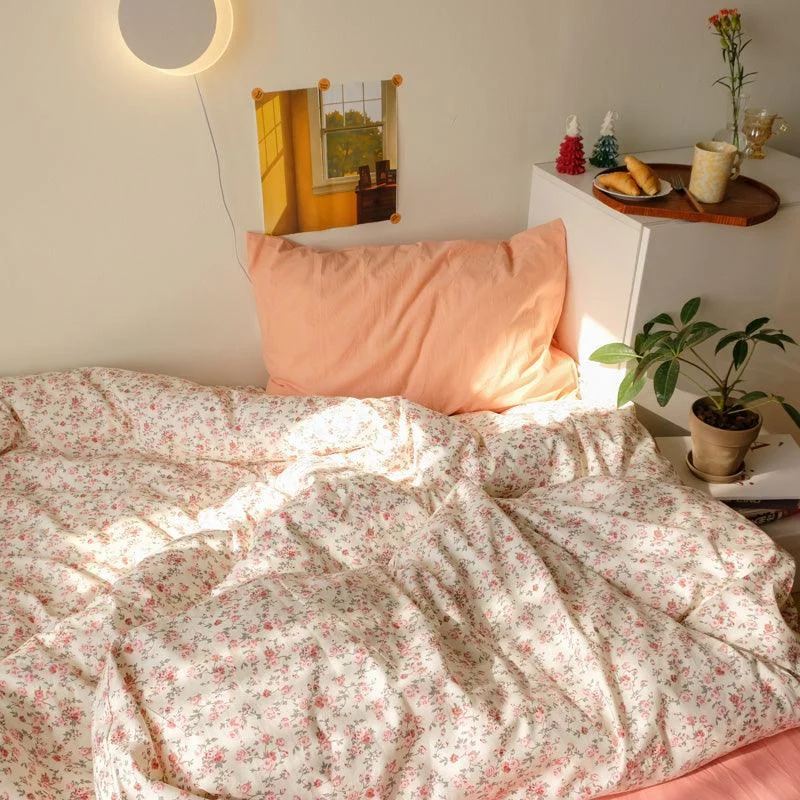 Coral Roses Garden Cottagecore Bedsheet Set -  - #tag1#