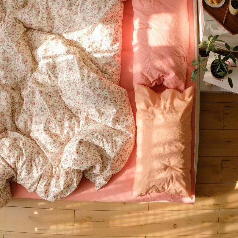 Coral Roses Garden Cottagecore Bedsheet Set -  - #tag1#