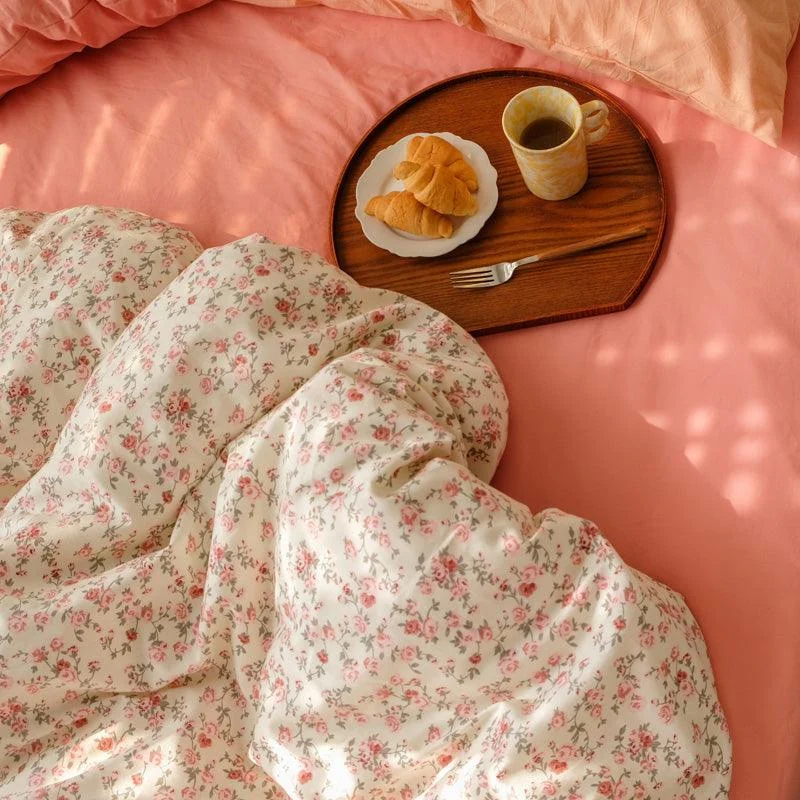Coral Roses Garden Cottagecore Bedsheet Set -  - #tag1#