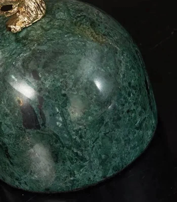 Coral Sculpture on Green Marble Base - Gold Metal Tree Decor Set 30.5 cm -  - #tag1#