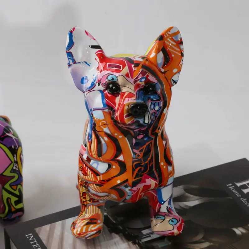 Corgi Dog Art Graffiti Painting Sculptures and Statues Creative Resin Crafts