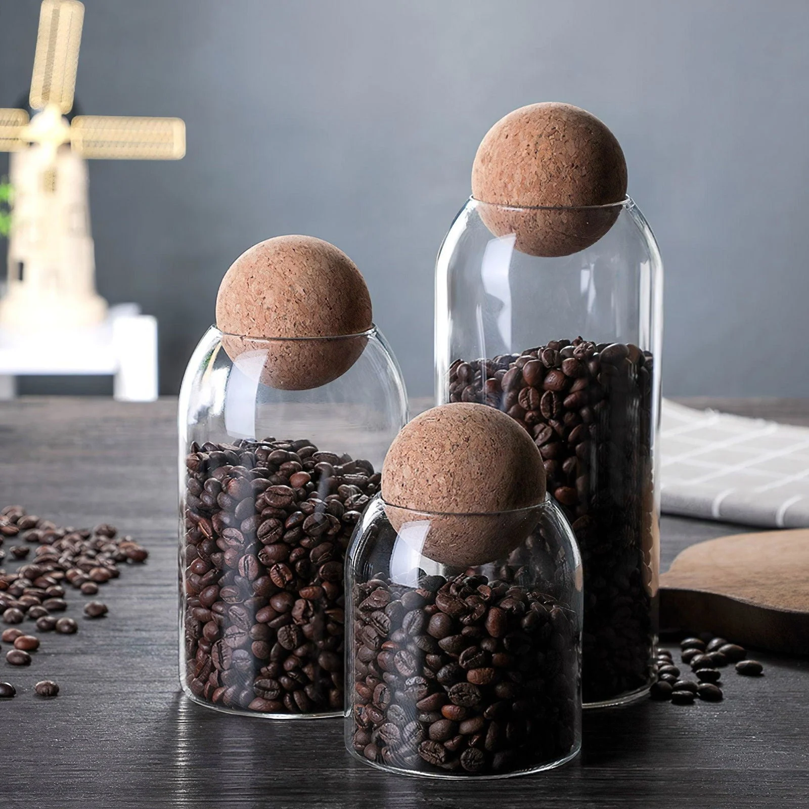 Cork Sealed Glass Jars (3pc Set) -