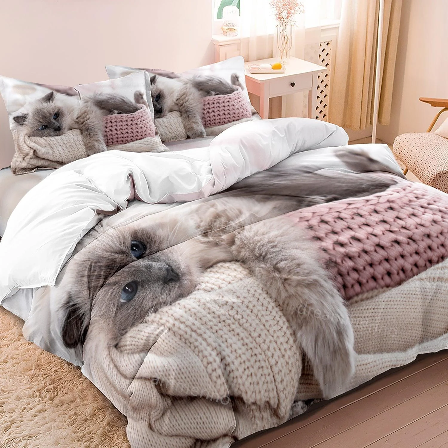 CosyPaws - 3-piece Duvet Cover Set 'Cat Lover' with Quilt Duvet Cover and Pillowcase -  - #tag1#