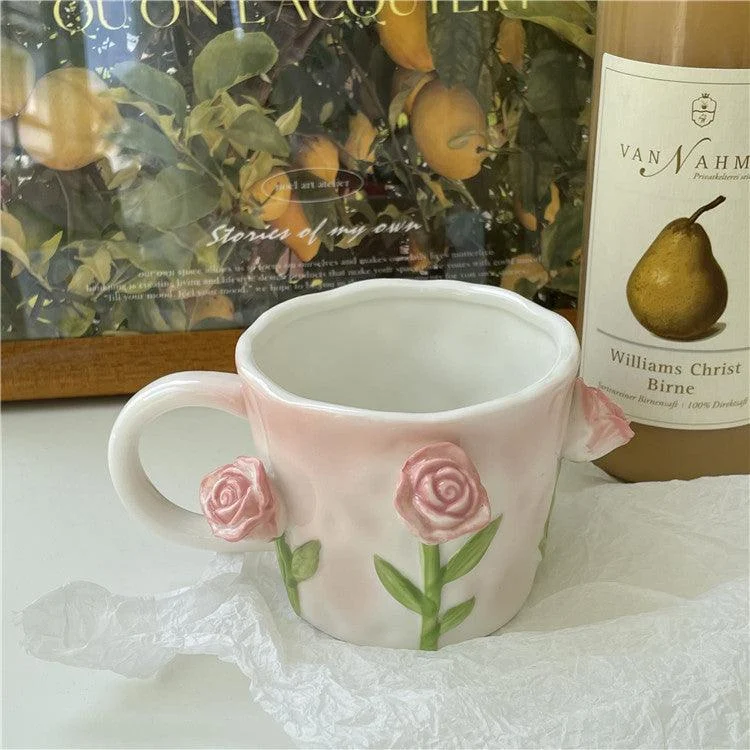 Cottagecore 3D Floral Handpainted Mug -  - #tag1#