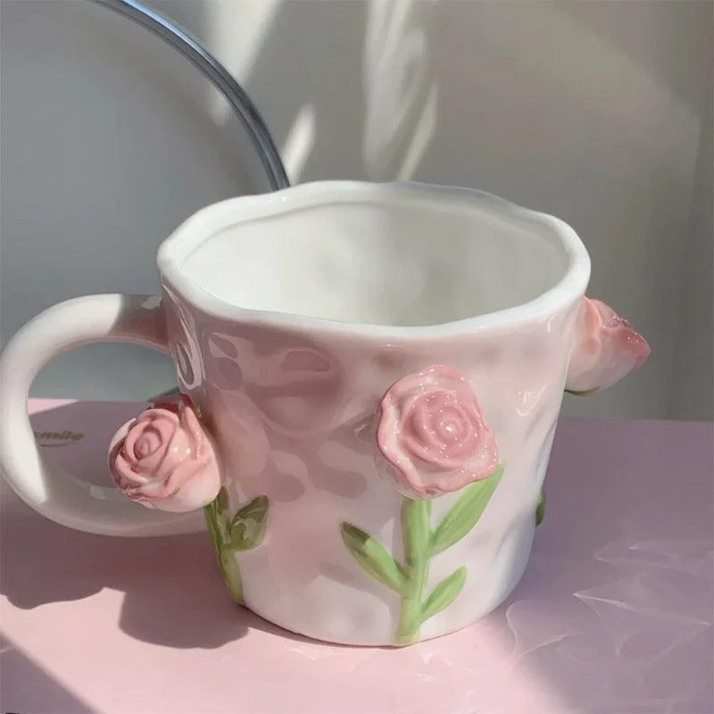 Cottagecore 3D Floral Handpainted Mug -  - #tag1#