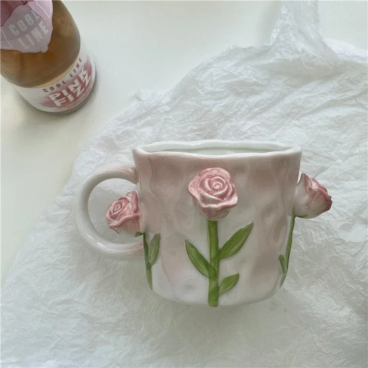 Cottagecore 3D Floral Handpainted Mug -  - #tag1#