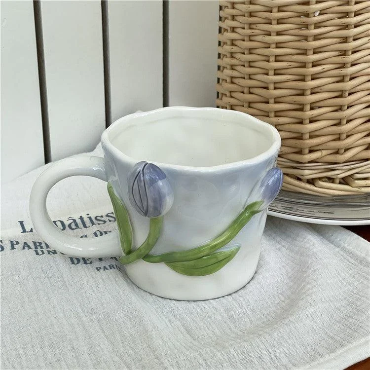 Cottagecore 3D Floral Handpainted Mug -  - #tag1#
