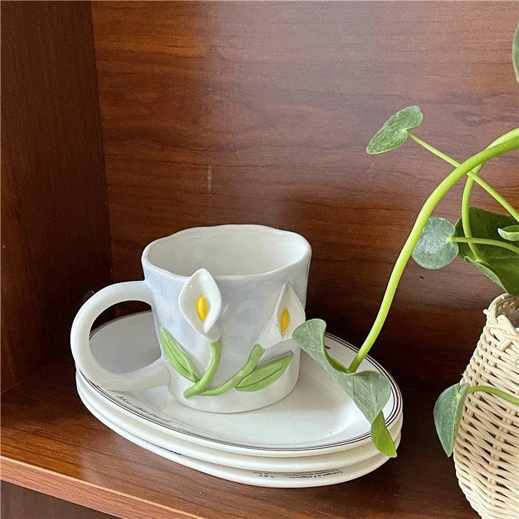 Cottagecore 3D Floral Handpainted Mug -  - #tag1#