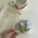 Cottagecore 3D Floral Handpainted Mug tag1