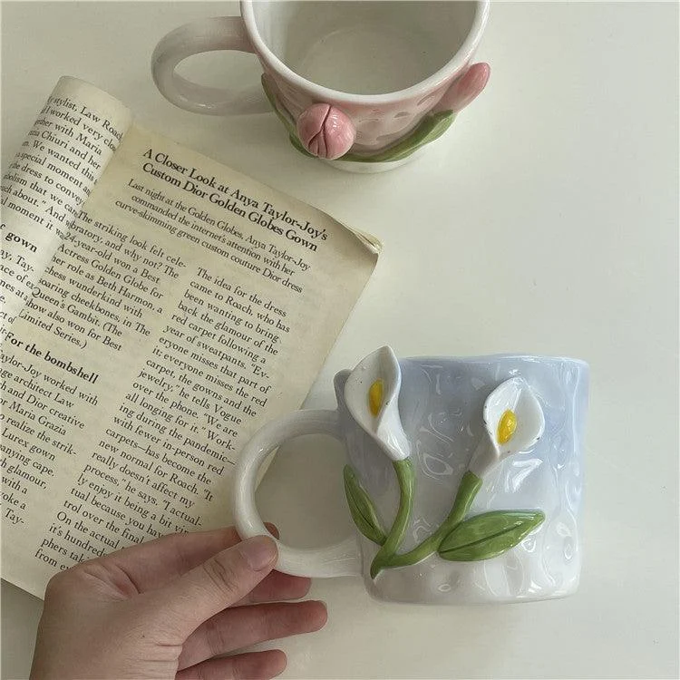 Cottagecore 3D Floral Handpainted Mug -  - #tag1#