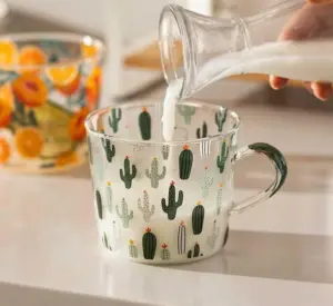 Cottagecore Aesthetic Peach Cactus Glass Cup