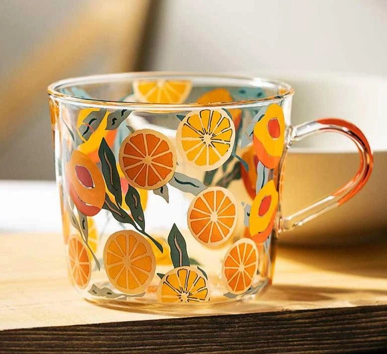 Cottagecore Aesthetic Peach Cactus Glass Cup -