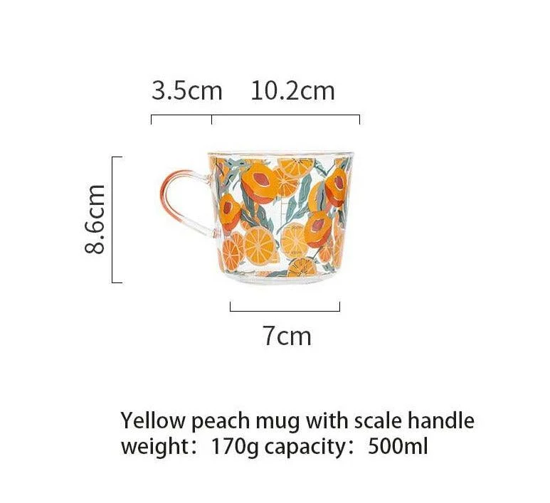 Cottagecore Aesthetic Peach Cactus Glass Cup -