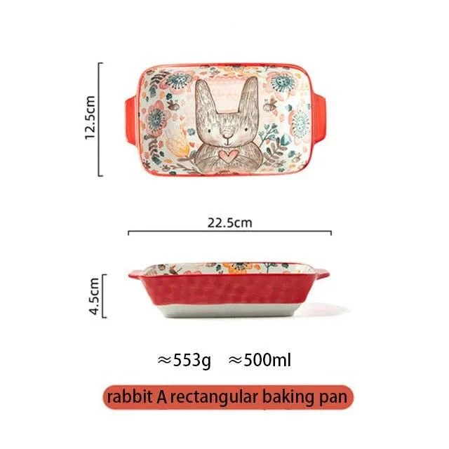 Cottagecore Bunny Bear Deer Ceramic Salad Bowl -