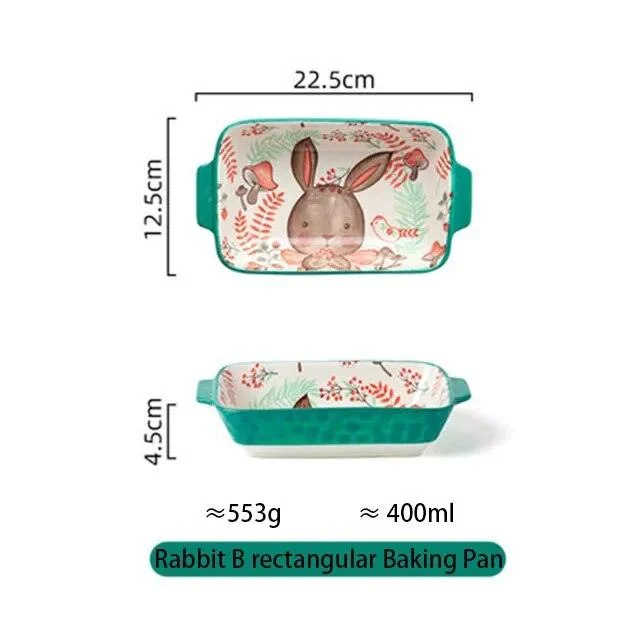 Cottagecore Bunny Bear Deer Ceramic Salad Bowl -
