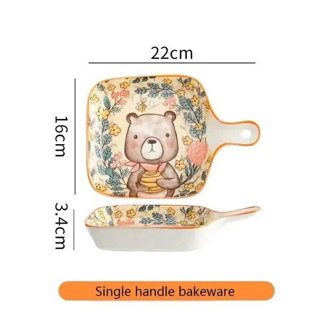Cottagecore Bunny Bear Deer Ceramic Salad Bowl -