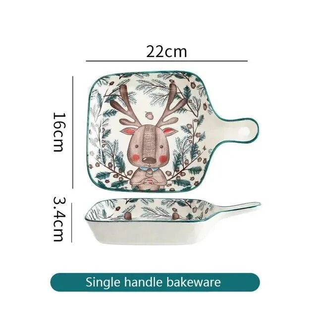 Cottagecore Bunny Bear Deer Ceramic Salad Bowl -